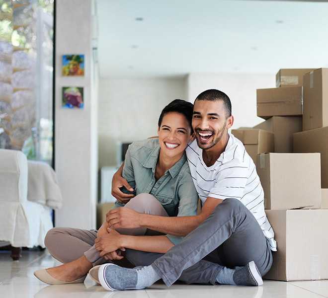 project-1 A young couple moving into their new home.